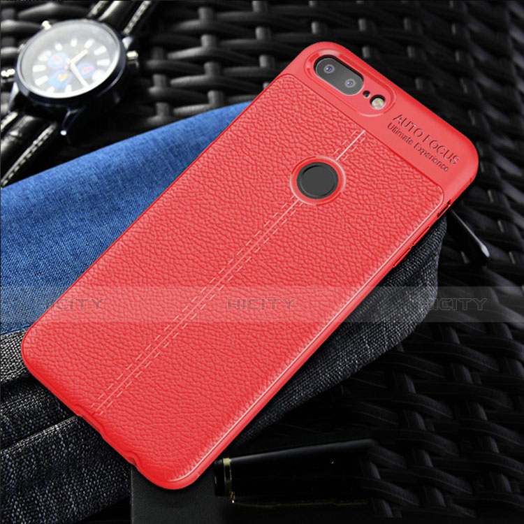 Funda Silicona Goma de Cuero Carcasa S01 para OnePlus 5T A5010 Rojo