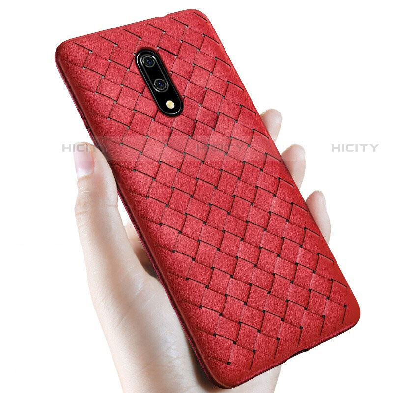 Funda Silicona Goma de Cuero Carcasa S01 para OnePlus 7 Rojo