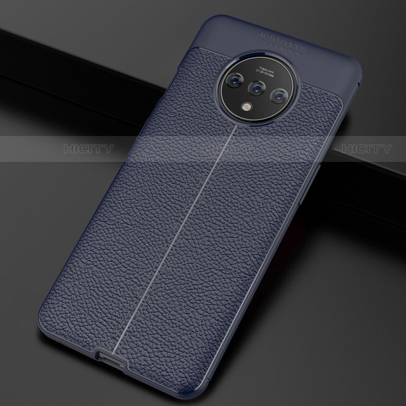 Funda Silicona Goma de Cuero Carcasa S01 para OnePlus 7T Azul