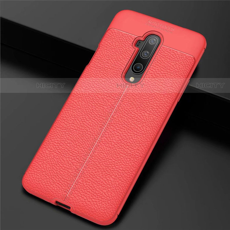 Funda Silicona Goma de Cuero Carcasa S01 para OnePlus 7T Pro Rojo