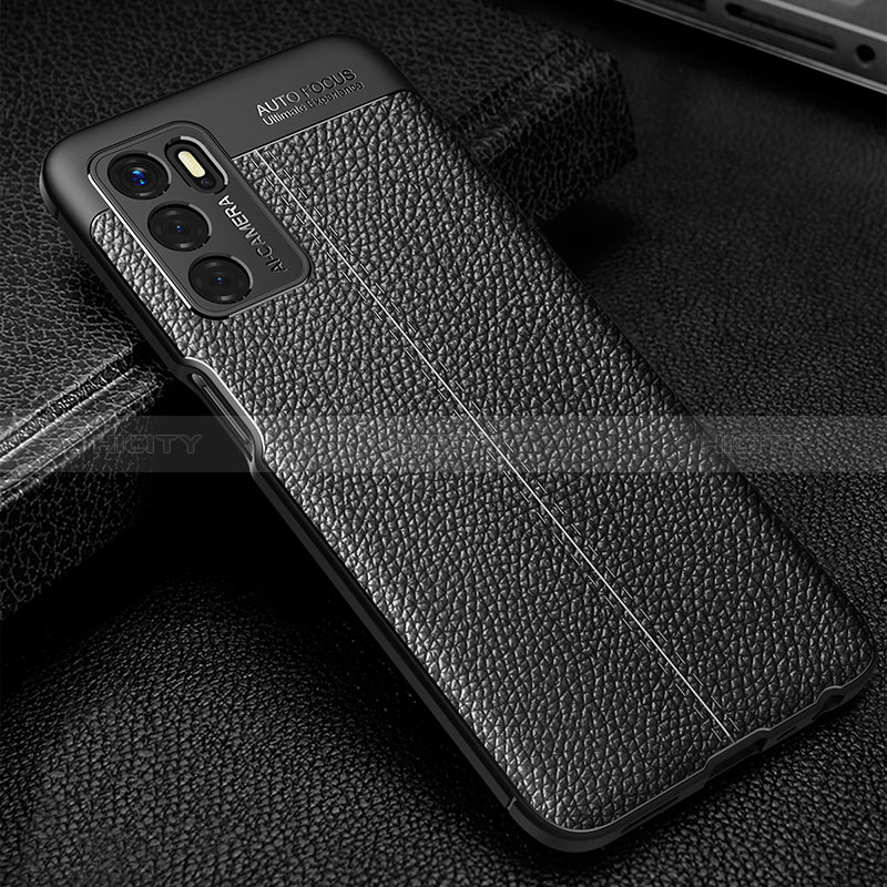 Funda Silicona Goma de Cuero Carcasa S01 para Oppo A16 Negro