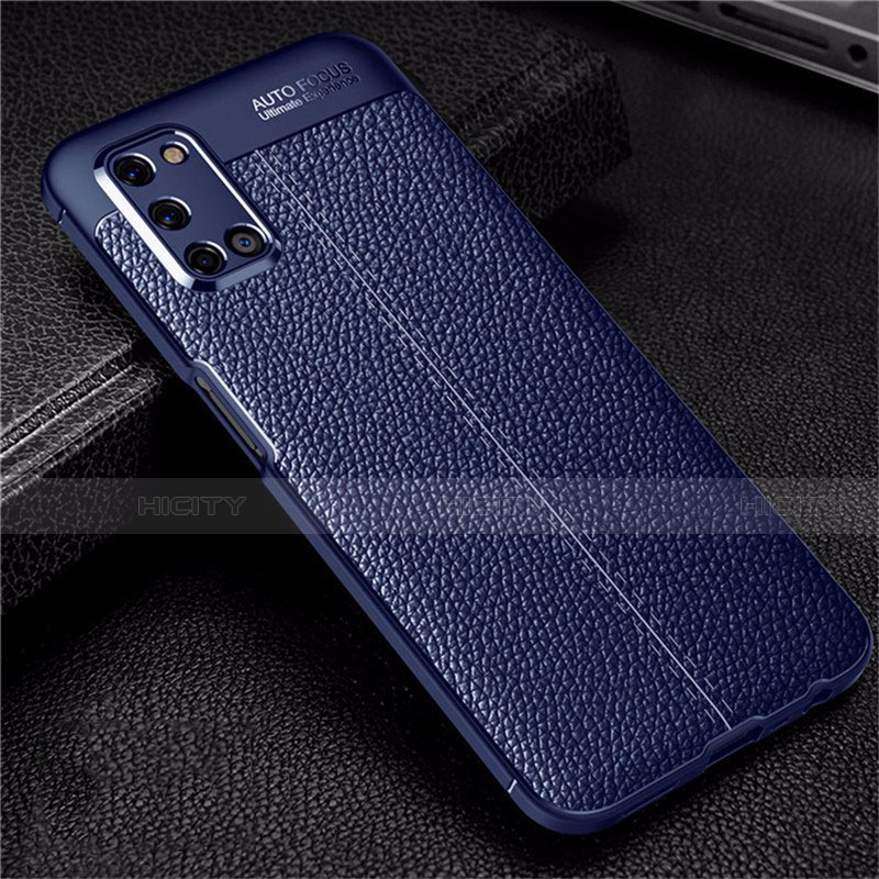 Funda Silicona Goma de Cuero Carcasa S01 para Oppo A72 Azul