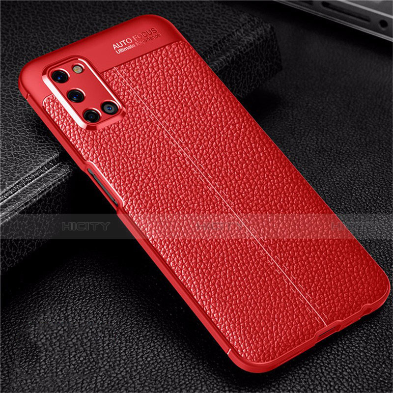 Funda Silicona Goma de Cuero Carcasa S01 para Oppo A72 Rojo