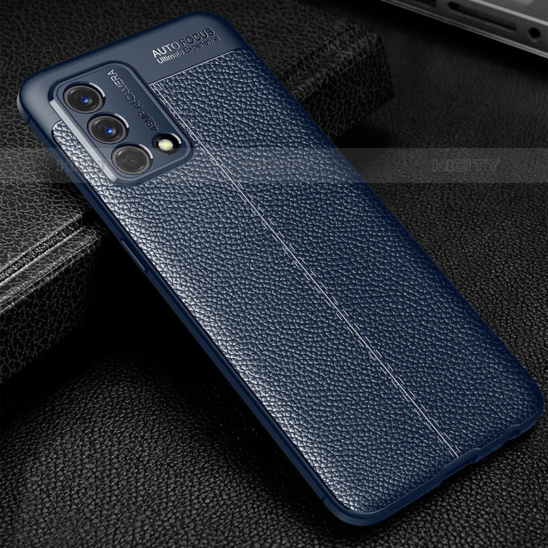 Funda Silicona Goma de Cuero Carcasa S01 para Oppo A74 4G Azul