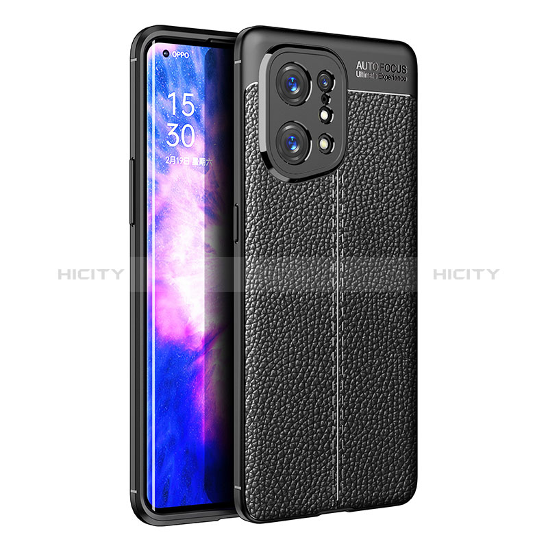 Funda Silicona Goma de Cuero Carcasa S01 para Oppo Find X5 5G Negro