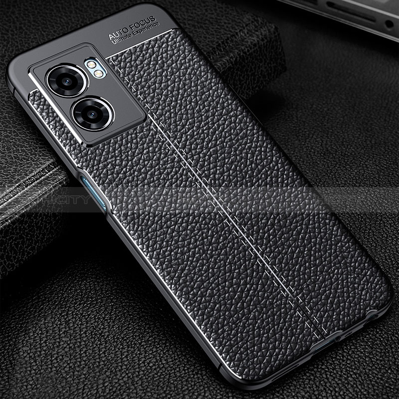 Funda Silicona Goma de Cuero Carcasa S01 para Oppo K10 5G India Negro