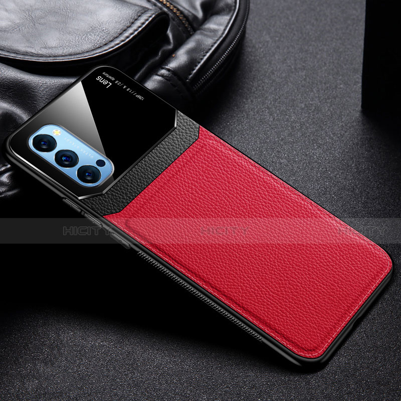 Funda Silicona Goma de Cuero Carcasa S01 para Oppo Reno4 Pro 5G Rojo