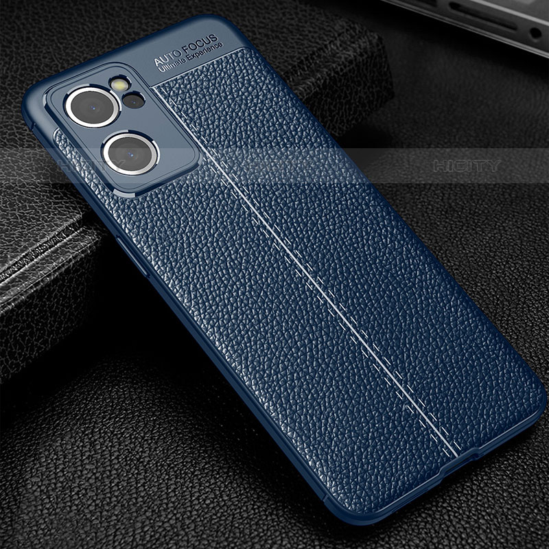 Funda Silicona Goma de Cuero Carcasa S01 para Oppo Reno7 SE 5G Azul