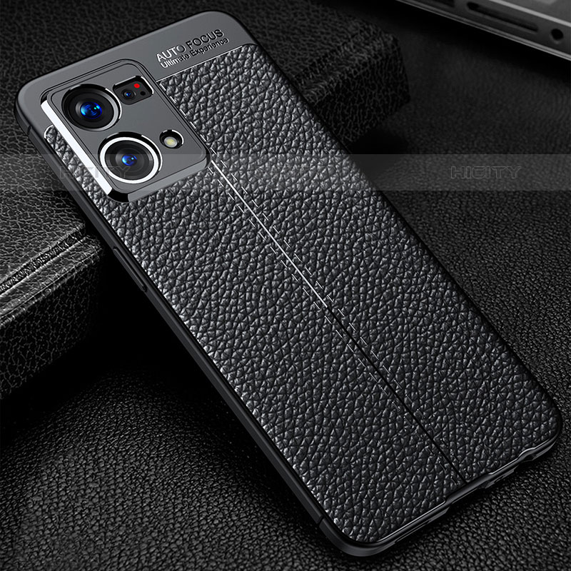 Funda Silicona Goma de Cuero Carcasa S01 para Oppo Reno8 4G Negro