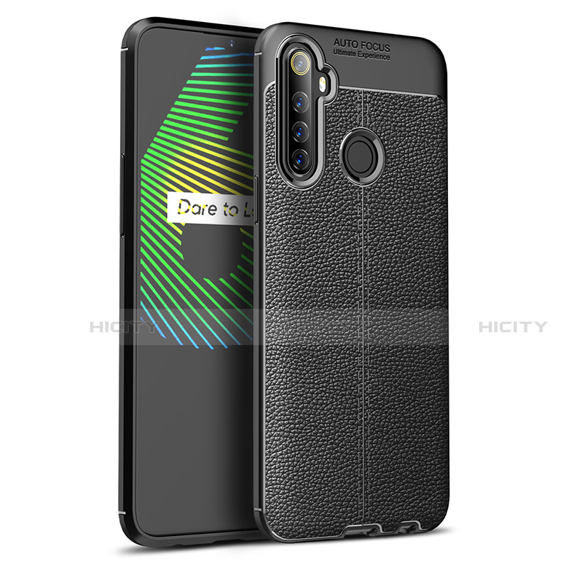 Funda Silicona Goma de Cuero Carcasa S01 para Realme 6i Negro