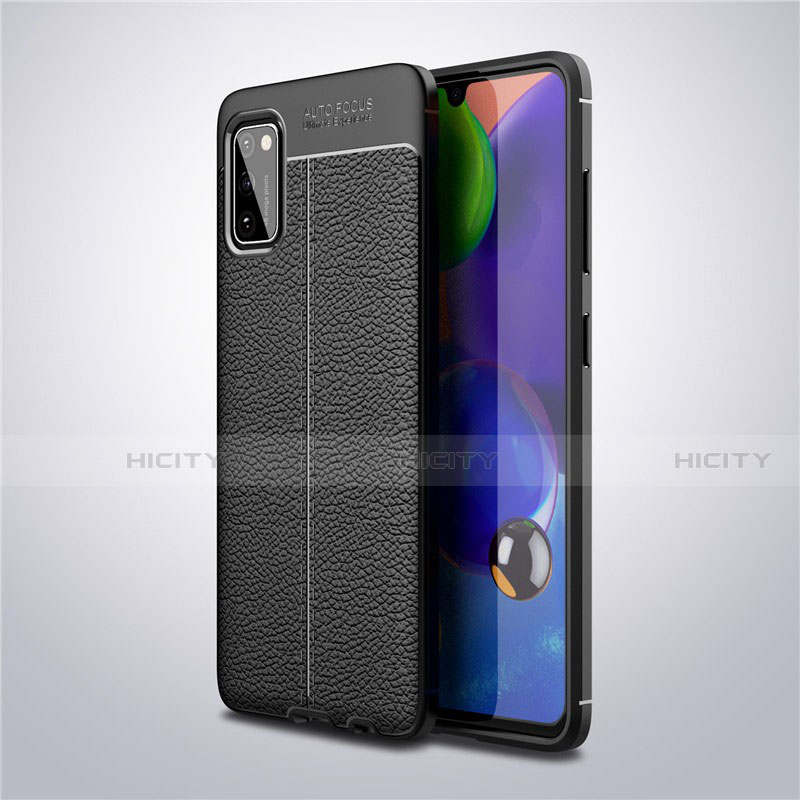 Funda Silicona Goma de Cuero Carcasa S01 para Samsung Galaxy A41 Negro