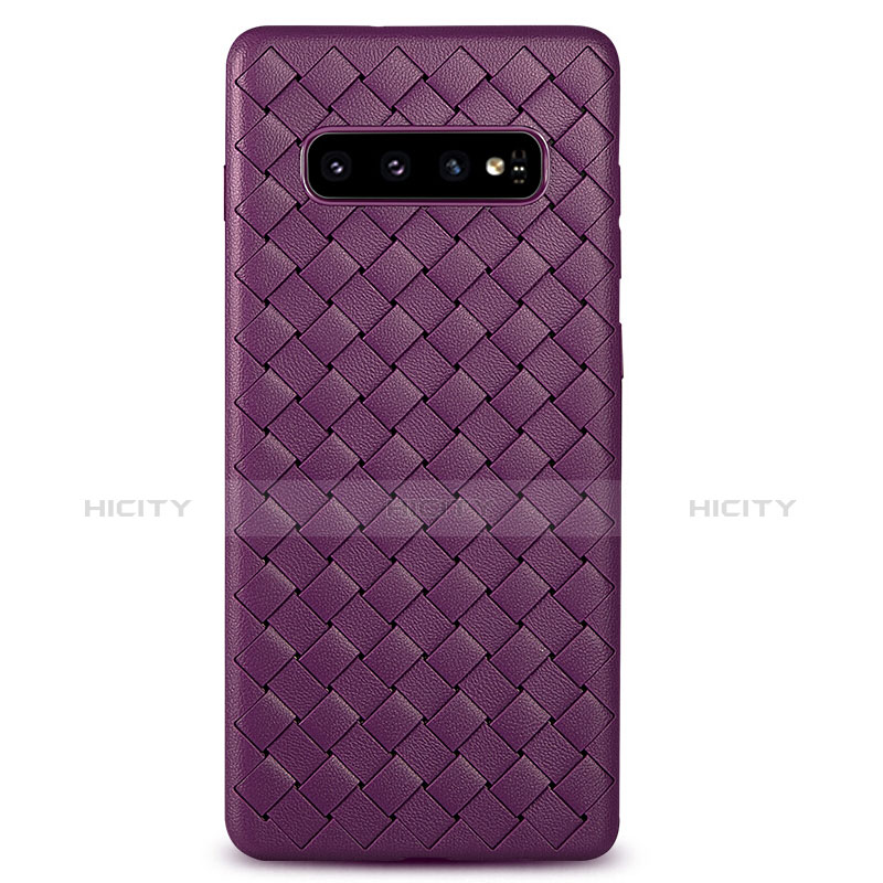 Funda Silicona Goma de Cuero Carcasa S01 para Samsung Galaxy S10 Plus Morado