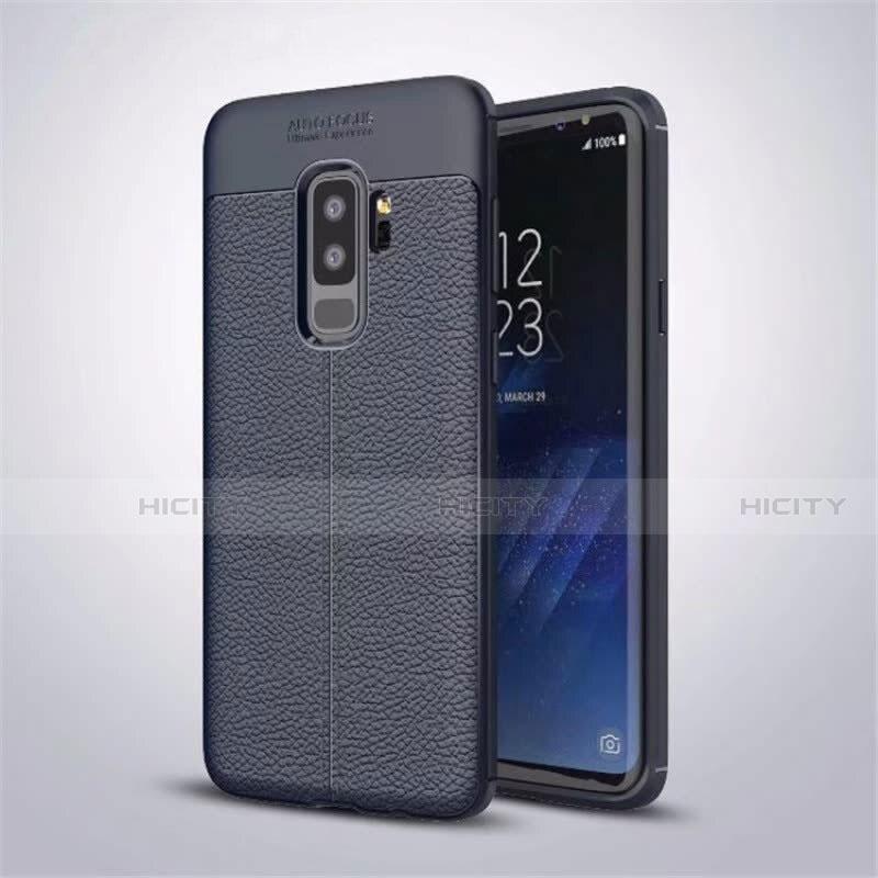 Funda Silicona Goma de Cuero Carcasa S01 para Samsung Galaxy S9 Plus Azul