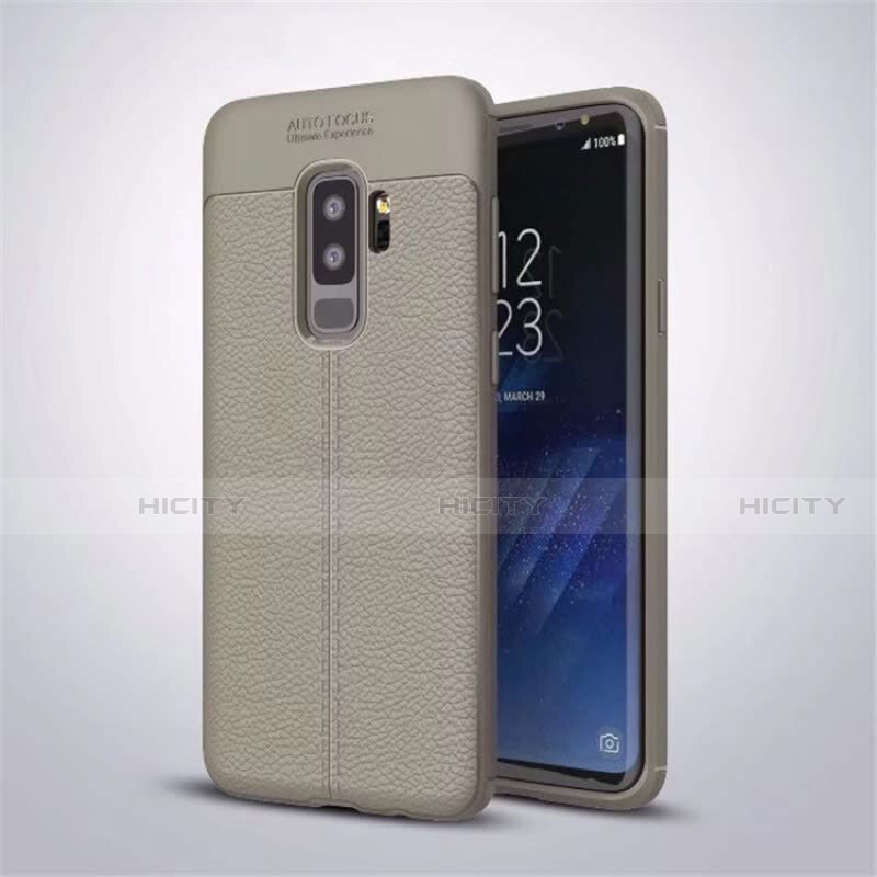 Funda Silicona Goma de Cuero Carcasa S01 para Samsung Galaxy S9 Plus Gris