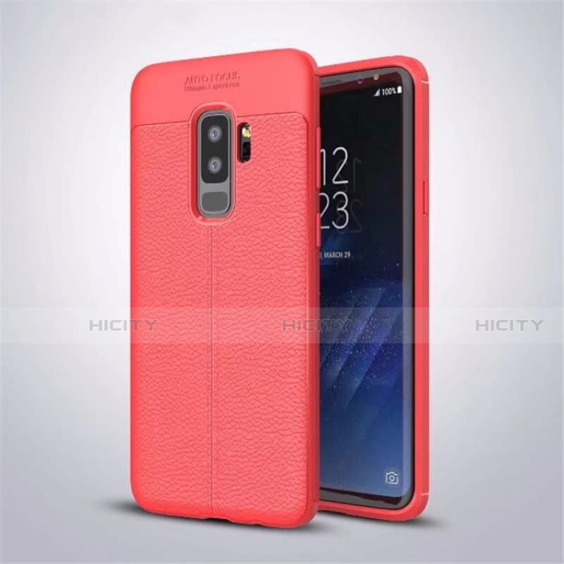 Funda Silicona Goma de Cuero Carcasa S01 para Samsung Galaxy S9 Plus Rojo