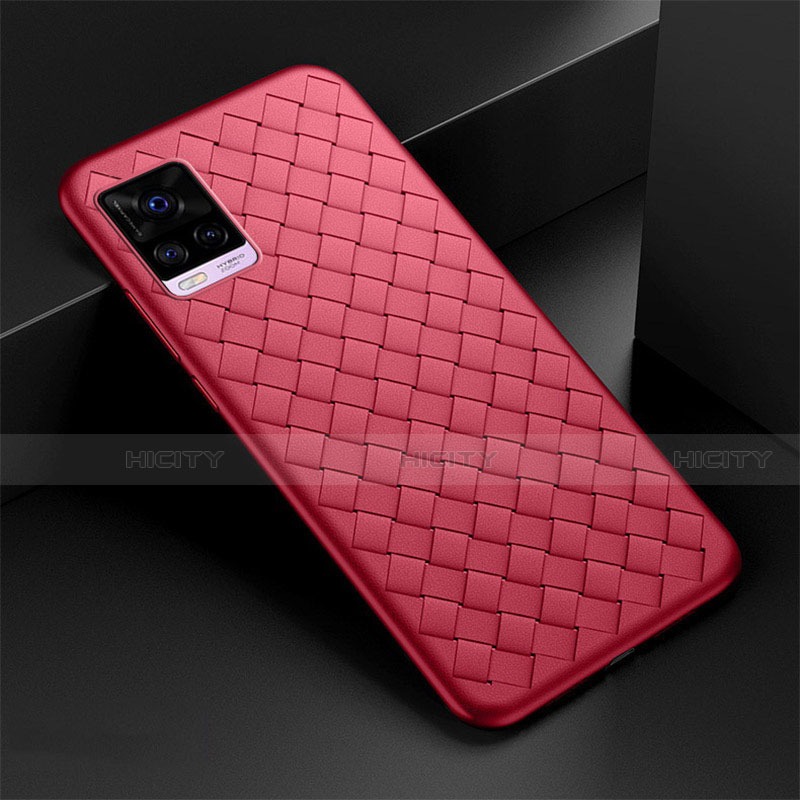 Funda Silicona Goma de Cuero Carcasa S01 para Vivo V20 Pro 5G Rojo