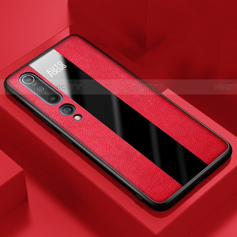 Funda Silicona Goma de Cuero Carcasa S01 para Xiaomi Mi 10 Rojo