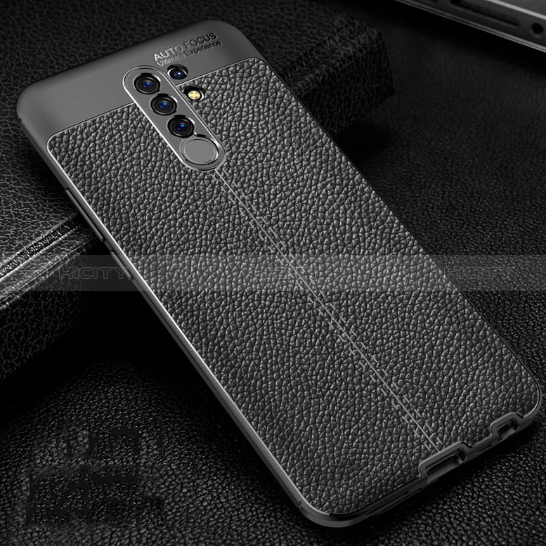 Funda Silicona Goma de Cuero Carcasa S01 para Xiaomi Poco M2 Negro