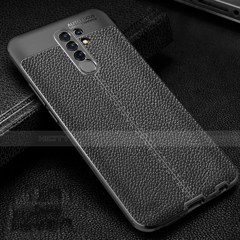 Funda Silicona Goma de Cuero Carcasa S01 para Xiaomi Redmi 9 Prime India Negro