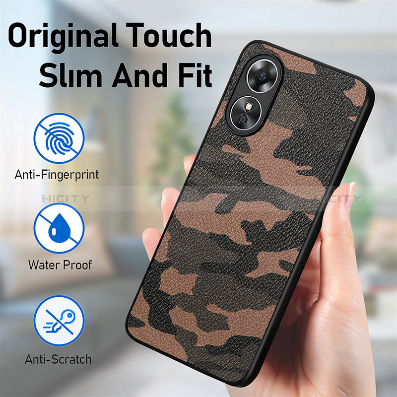 Funda Silicona Goma de Cuero Carcasa S01D para Oppo A17