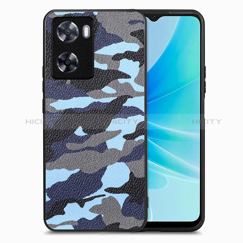 Funda Silicona Goma de Cuero Carcasa S01D para Oppo A77s Azul