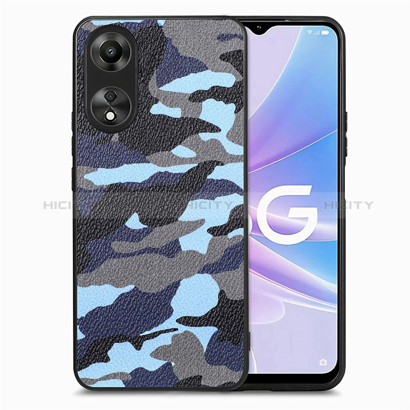 Funda Silicona Goma de Cuero Carcasa S01D para Oppo A78 5G Azul