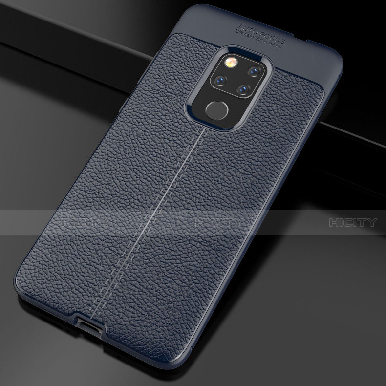 Funda Silicona Goma de Cuero Carcasa S02 para Huawei Mate 20 Azul