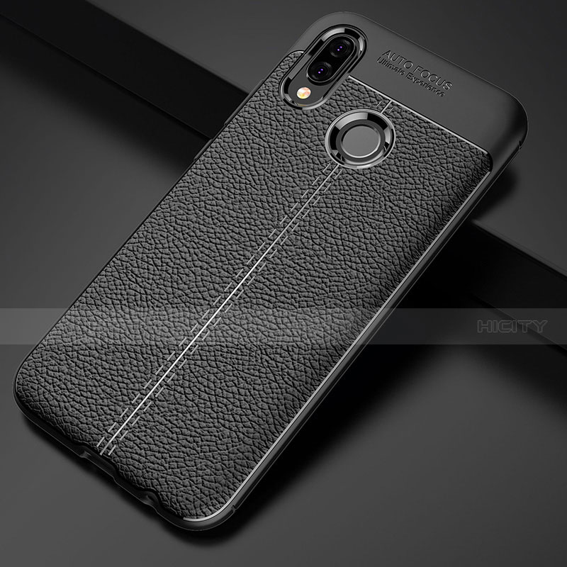 Funda Silicona Goma de Cuero Carcasa S02 para Huawei P20 Lite Negro