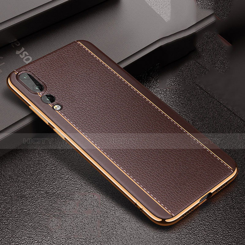 Funda Silicona Goma de Cuero Carcasa S02 para Huawei P20 Pro Marron