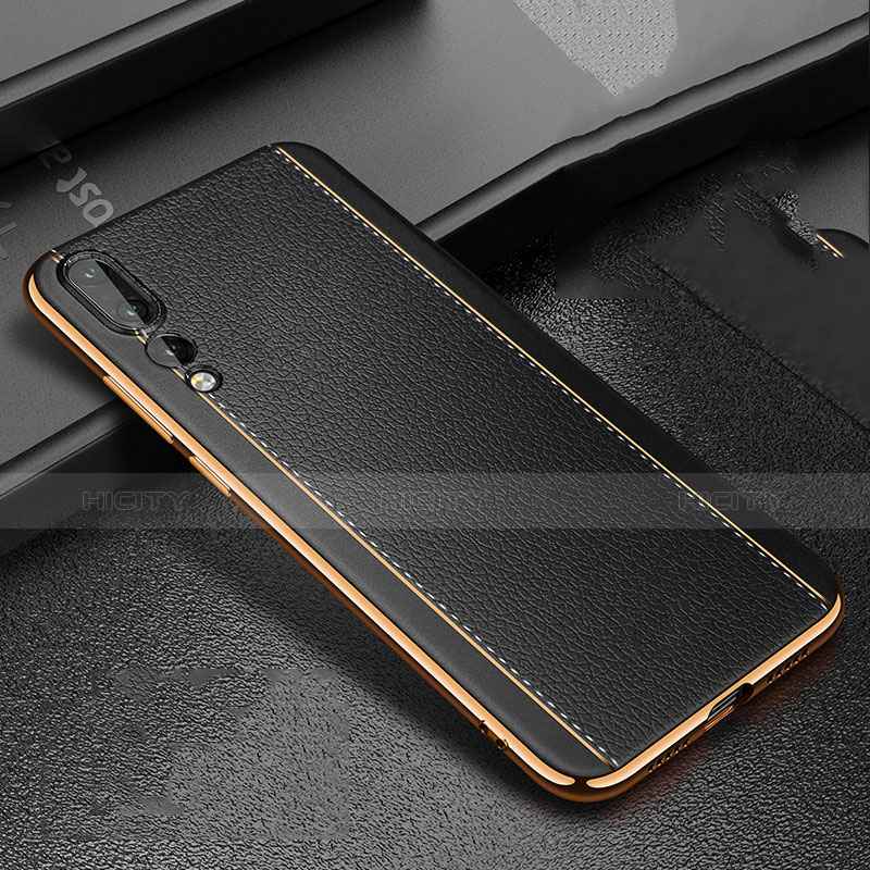 Funda Silicona Goma de Cuero Carcasa S02 para Huawei P20 Pro Negro