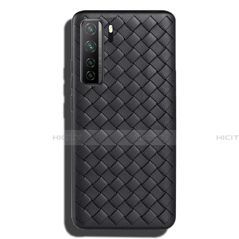 Funda Silicona Goma de Cuero Carcasa S02 para Huawei P40 Lite 5G Negro