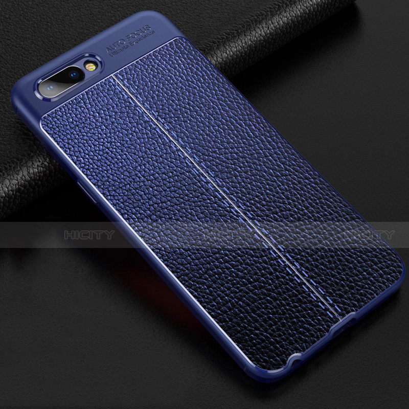 Funda Silicona Goma de Cuero Carcasa S02 para Oppo A12e Azul