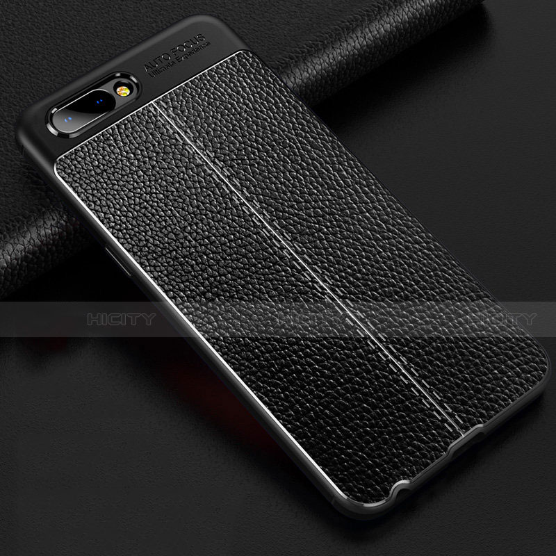 Funda Silicona Goma de Cuero Carcasa S02 para Oppo A12e Negro