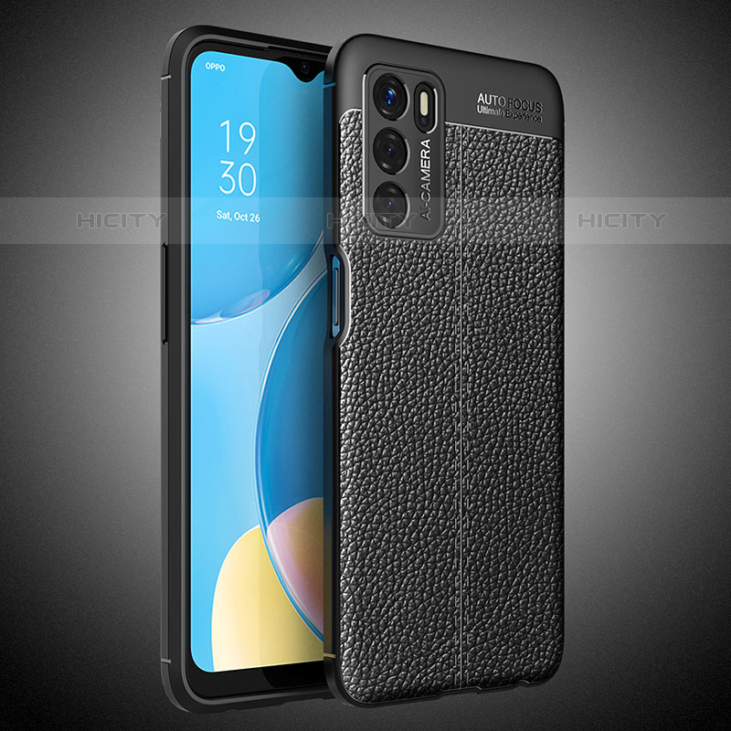 Funda Silicona Goma de Cuero Carcasa S02 para Oppo A16s Negro