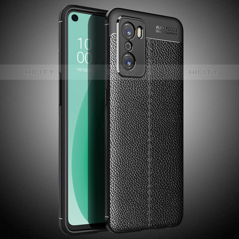 Funda Silicona Goma de Cuero Carcasa S02 para Oppo A55S 5G Negro