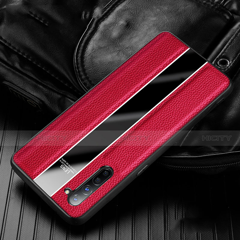 Funda Silicona Goma de Cuero Carcasa S02 para Oppo F15 Rojo