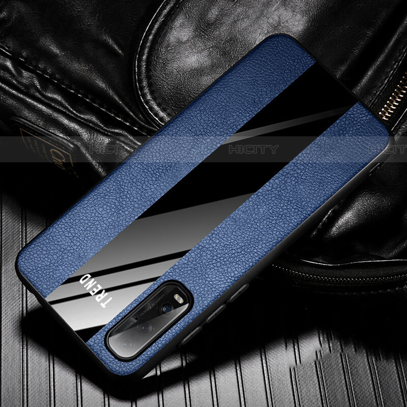 Funda Silicona Goma de Cuero Carcasa S02 para Oppo Find X2 Azul