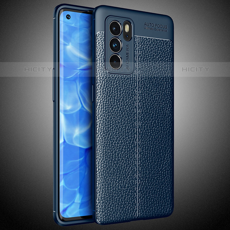 Funda Silicona Goma de Cuero Carcasa S02 para Oppo Reno6 Pro 5G India Azul