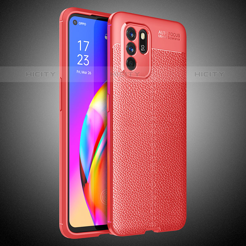 Funda Silicona Goma de Cuero Carcasa S02 para Oppo Reno6 Z 5G Rojo