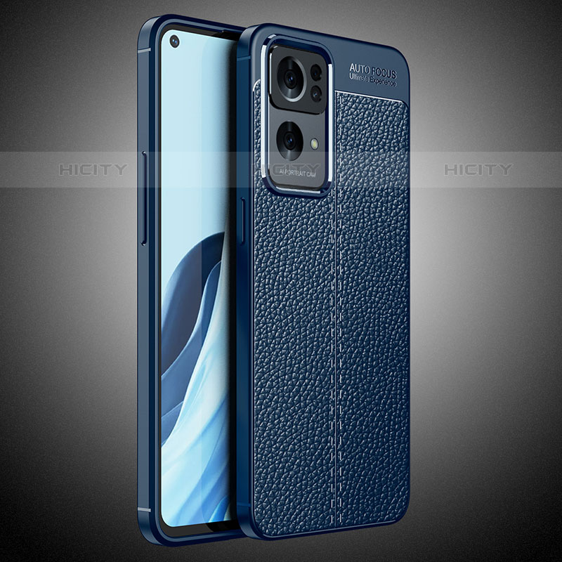 Funda Silicona Goma de Cuero Carcasa S02 para Oppo Reno7 Pro 5G Azul