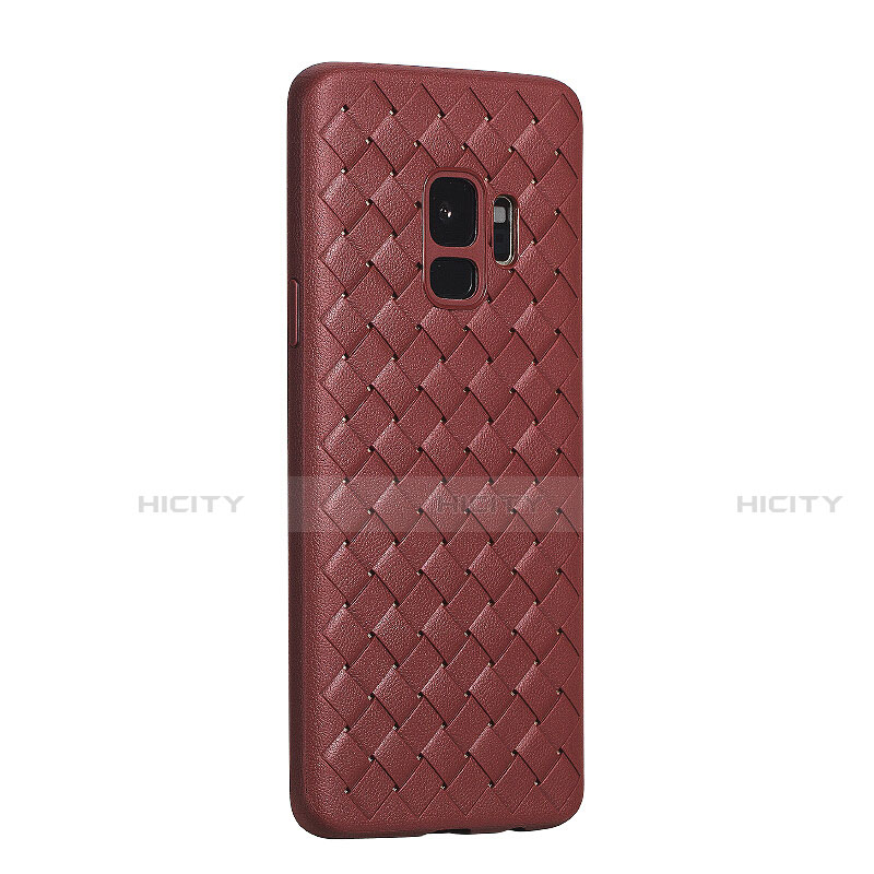 Funda Silicona Goma de Cuero Carcasa S02 para Samsung Galaxy S9 Marron