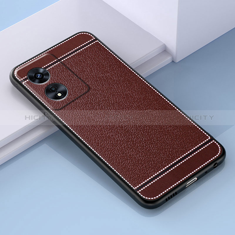 Funda Silicona Goma de Cuero Carcasa S03 para Oppo A58x 5G Marron