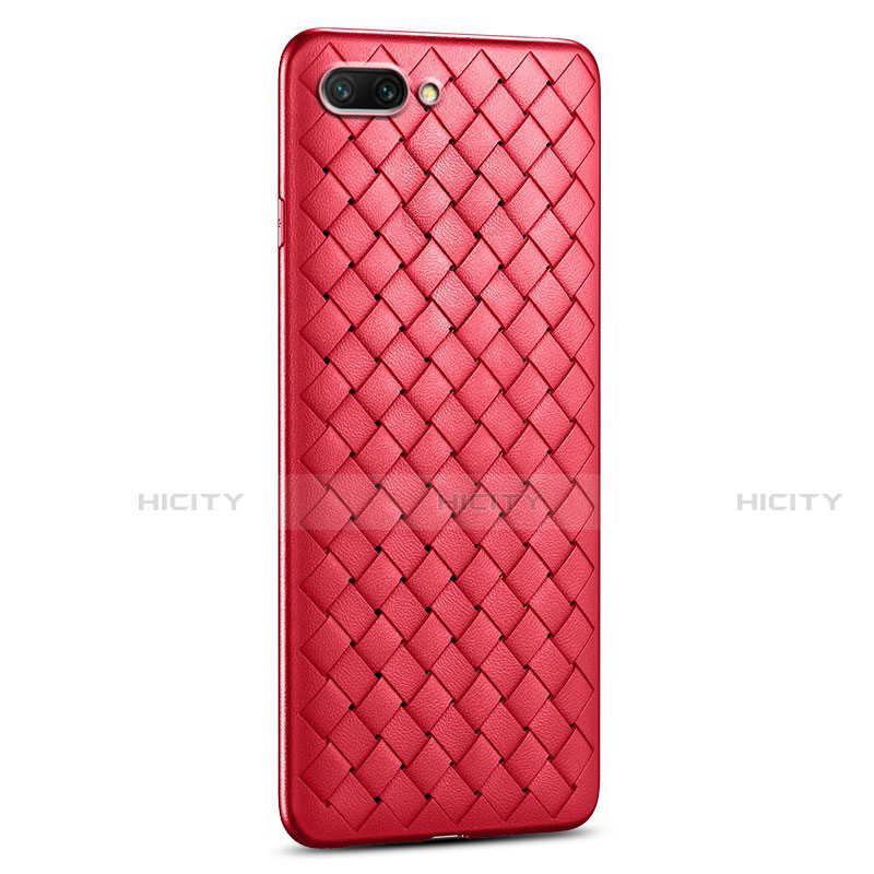 Funda Silicona Goma de Cuero Carcasa S03 para Oppo AX5 Rojo