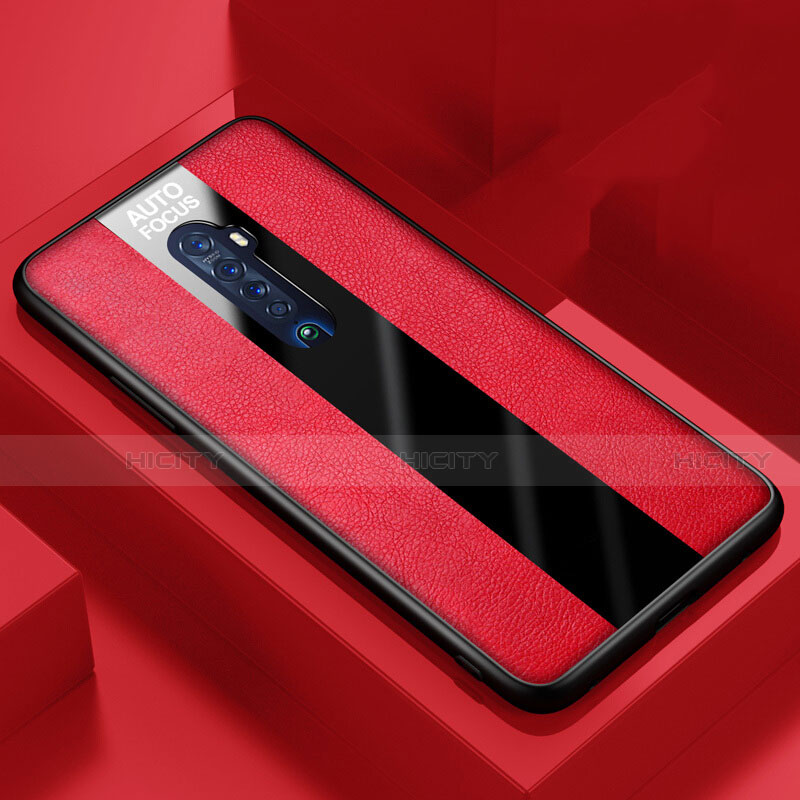 Funda Silicona Goma de Cuero Carcasa S03 para Oppo Reno2 Rojo