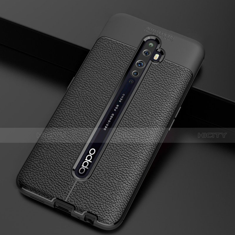 Funda Silicona Goma de Cuero Carcasa S03 para Oppo Reno2 Z Negro