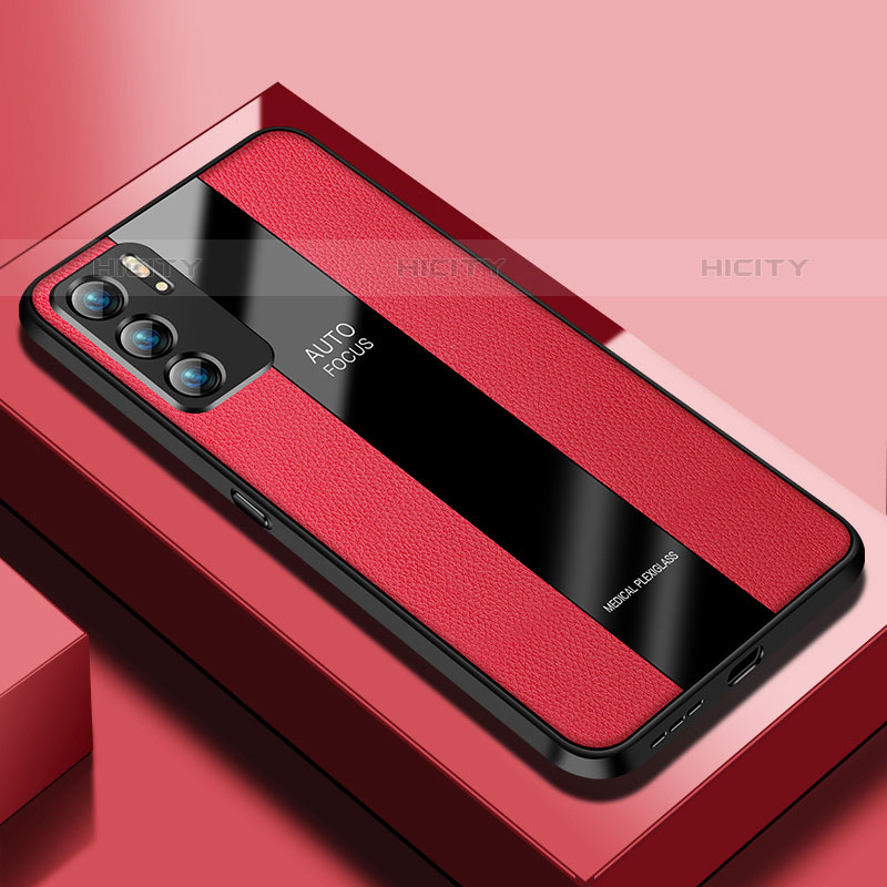 Funda Silicona Goma de Cuero Carcasa S03 para Oppo Reno6 Pro 5G India Rojo