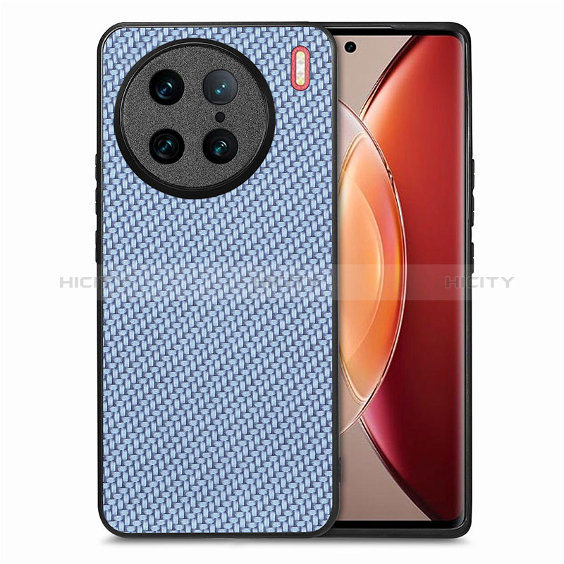 Funda Silicona Goma de Cuero Carcasa S03D para Vivo X90 Pro 5G Azul