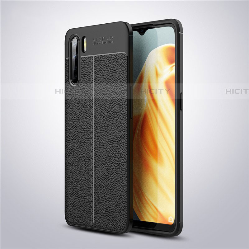 Funda Silicona Goma de Cuero Carcasa S04 para Oppo A91 Negro