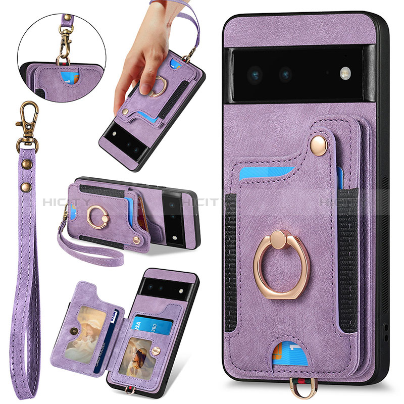 Funda Silicona Goma de Cuero Carcasa SD1 para Google Pixel 6 5G Purpura Claro