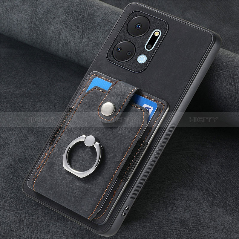 Funda Silicona Goma de Cuero Carcasa SD1 para Huawei Honor X7a Negro